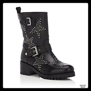 ❤️❤️BARNEYS NY Star Embellished Leather Combat Boots 8/38